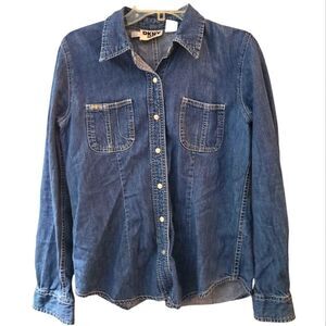 DKNY Denim Snap Front Button Down Shirt